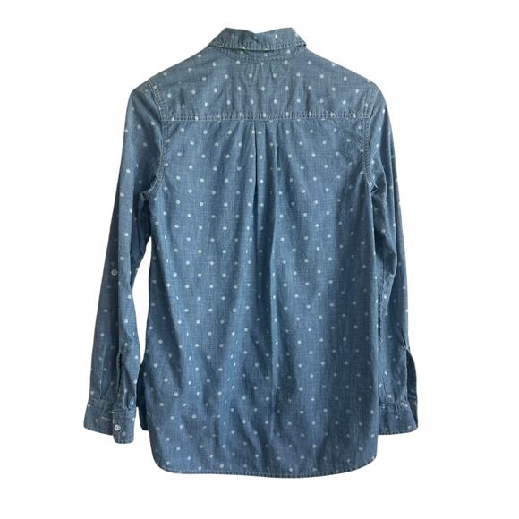 Tommy Hilfiger Women Top S Blue Chambray Dot Popover Coastal Preppy Beachy - Picture 3 of 6